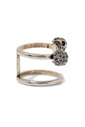 Twin Skull Double Ring